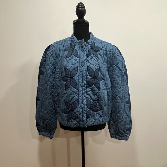 Free People Quinn Quilted Jacket, Medium, in Indigo, NWT - Picture 3 of 6